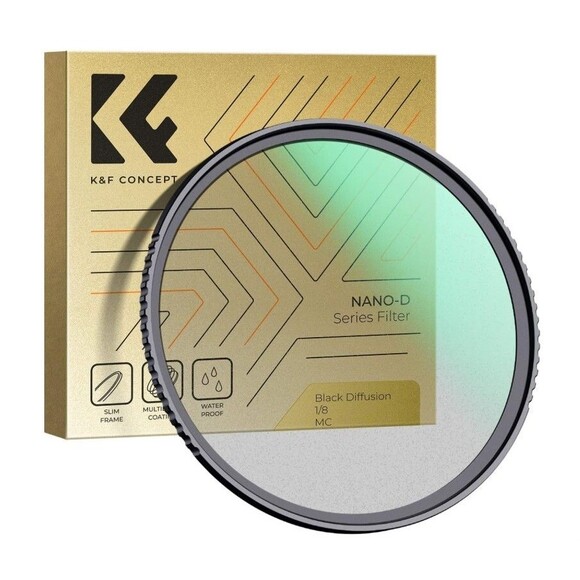 K&F Concept Black Diffusion Mist 1/8   Filter for Camera Lens 49 mm NANO-D - Picture 1 of 6